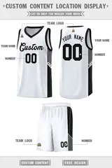White Black Side Stripe Fashion Basketball Uniform Jersey 2