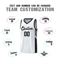 White Black Side Stripe Fashion Basketball Uniform Jersey 4