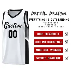White Black Side Stripe Fashion Basketball Uniform Jersey 5