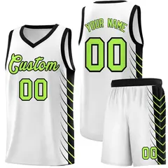 White Black Side Symmetrical Line Pattern Basketball Jersey