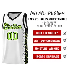 White Black Side Symmetrical Line Pattern Basketball Jersey 2