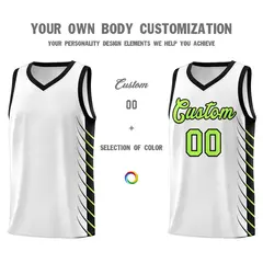 White Black Side Symmetrical Line Pattern Basketball Jersey 3