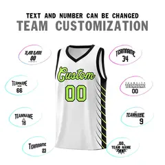 White Black Side Symmetrical Line Pattern Basketball Jersey 4