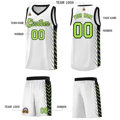 White Black Side Symmetrical Line Pattern Basketball Jersey 5