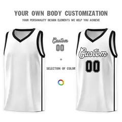 White Black Side Two Bars Basketball Jersey 3