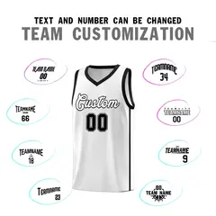 White Black Side Two Bars Basketball Jersey 4