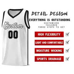 White Black Side Two Bars Basketball Jersey 5