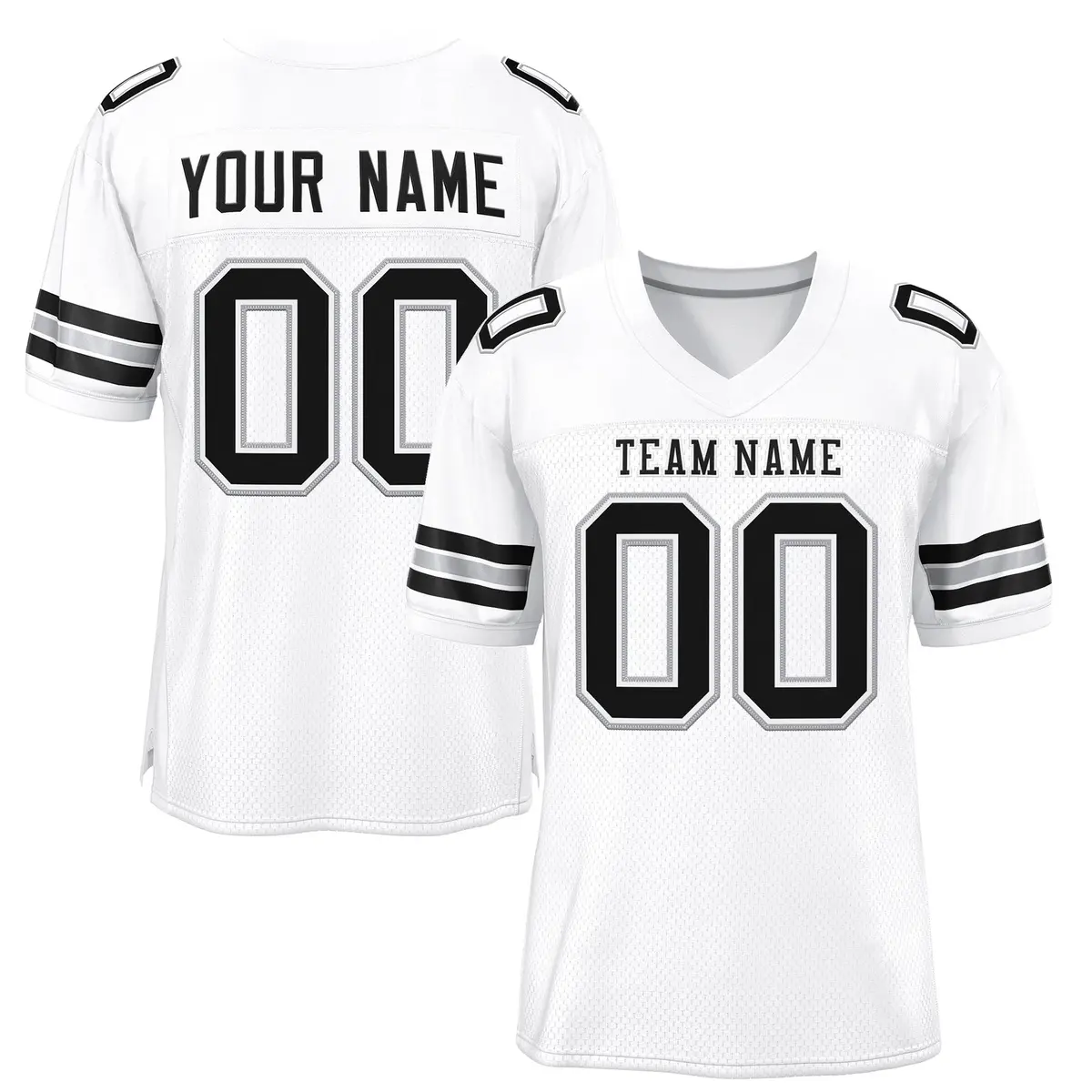 White Black-Silver Classic Mesh Authentic Football Jersey