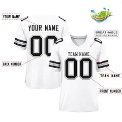 White Black-Silver Classic Mesh Authentic Football Jersey 2