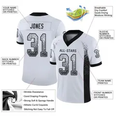 White Black-Silver Drift Fashion Mesh Football Jersey 2