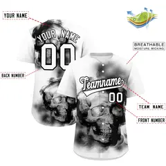 White Black Skeleton Graffiti Quick Dry Baseball Jersey 2