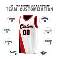 White Black Slanting Two Lines Color Block Basketball Jersey 4