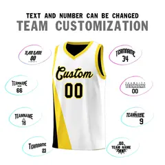 White Black Slanting Two Lines Color Block Basketball Jersey 4