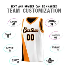 White Black Slanting Two Lines Color Block Basketball Jersey 4