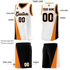 White Black Slanting Two Lines Color Block Basketball Jersey 5