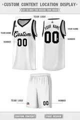 White Black Sleeve Color Block Basketball Jersey 2