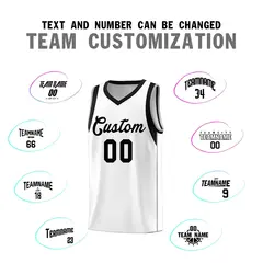 White Black Sleeve Color Block Basketball Jersey 4