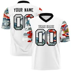 White Black Sleeve Ukiyo-e Auspicious Clouds Graffiti Football Jersey 1