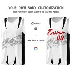 White Black Snake Scale Venomous Fang Graffiti Basketball Jersey 3