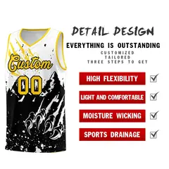White Black Snow Mountain Beast Pattern Basketball Jersey 2