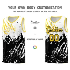 White Black Snow Mountain Beast Pattern Basketball Jersey 3