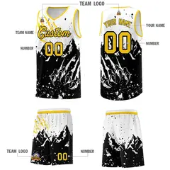 White Black Snow Mountain Beast Pattern Basketball Jersey 5