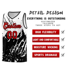 White Black Snow Mountain Beast Pattern Basketball Jersey 2