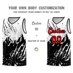 White Black Snow Mountain Beast Pattern Basketball Jersey 3