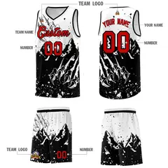 White Black Snow Mountain Beast Pattern Basketball Jersey 5