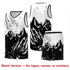 White Black Snow Mountain Beast Pattern Basketball Jersey 7