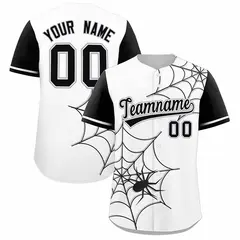 White Black Spider Web Raglan Baseball Jersey