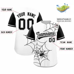 White Black Spider Web Raglan Baseball Jersey 2