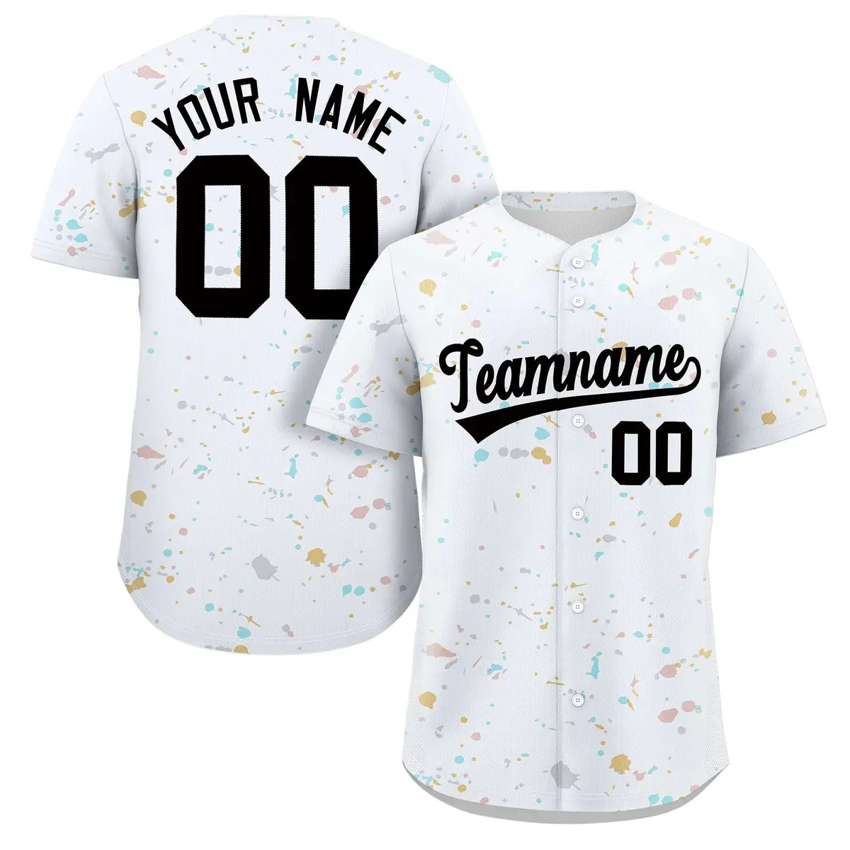 White Black Splash Graffiti Baseball Jersey