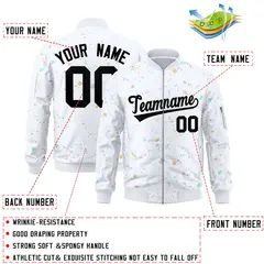 White Black Splash Graffiti Varsity Full-Zip Letterman Jacket 2