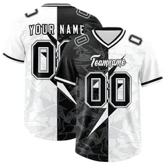 White Black Split Lightning Pattern Football Jersey