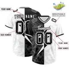 White Black Split Lightning Pattern Football Jersey 2