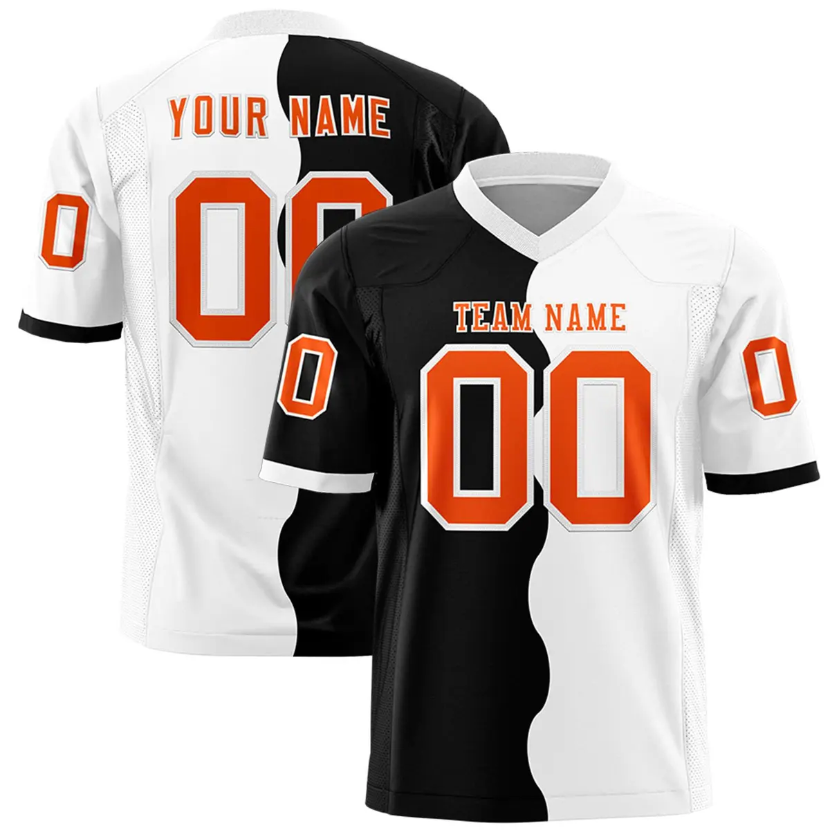 White Black Split Mesh Authentic Football Jersey
