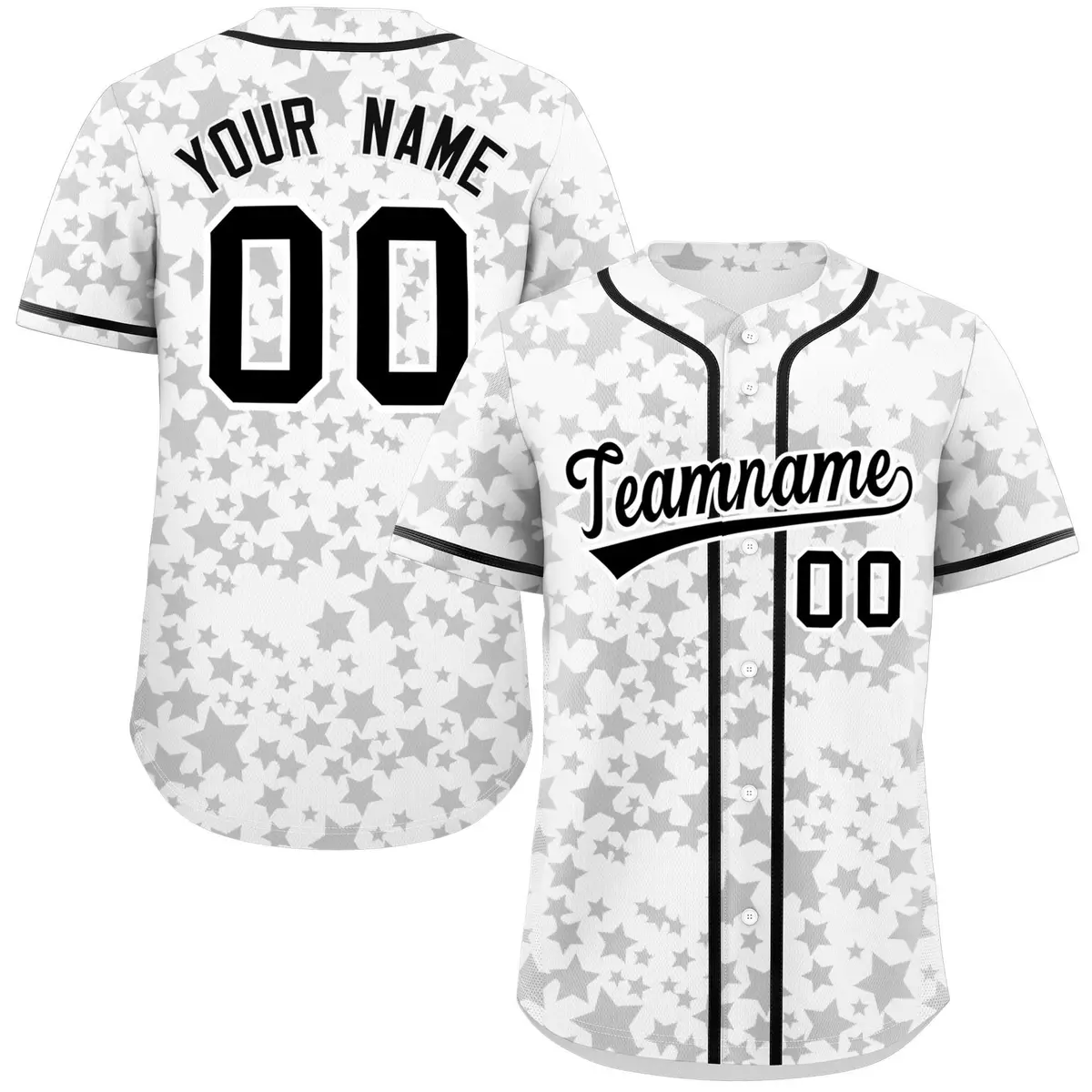 White Black Star Graffiti Authentic Baseball Jersey