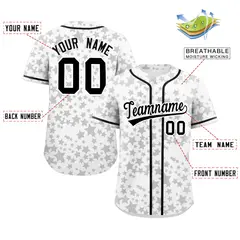 White Black Star Graffiti Authentic Baseball Jersey 2