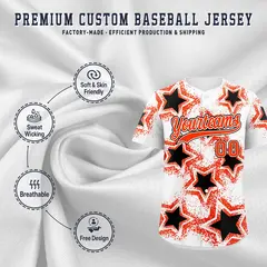 White Black Star Graffiti Baseball Jersey 3