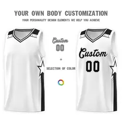 White Black Star Graffiti Pattern Sports Basketball Jersey 3