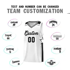 White Black Star Graffiti Pattern Sports Basketball Jersey 4