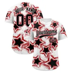 White Black Star Graffiti Stretch Baseball Jersey