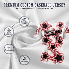White Black Star Graffiti Stretch Baseball Jersey 3