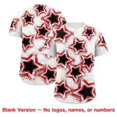 White Black Star Graffiti Stretch Baseball Jersey 9