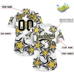 White Black Star Graffiti Stretch Baseball Jersey 2