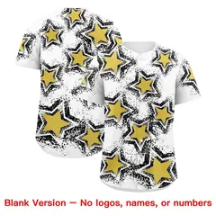 White Black Star Graffiti Stretch Baseball Jersey 9