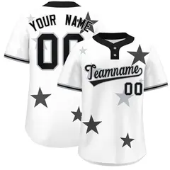 White Black Star Graffiti Two-Button Baseball Jersey