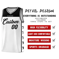 White Black Star Pattern Team Basketball Jersey 2