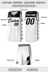 White Black Star Pattern Team Basketball Jersey 5